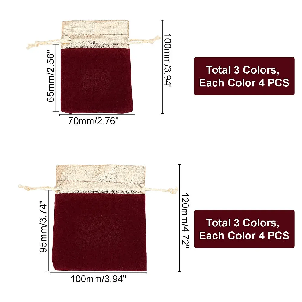 1 Set Velvet Gift Bags 24pcs Drawstring Bag Jewelry Pouches Wedding Favors Bag Advent Calendar Bags for Jewelry Candy Wedding Party Shower Birthday Christmas 2.7x3.9/3.9x4.7 Inch 6 Style