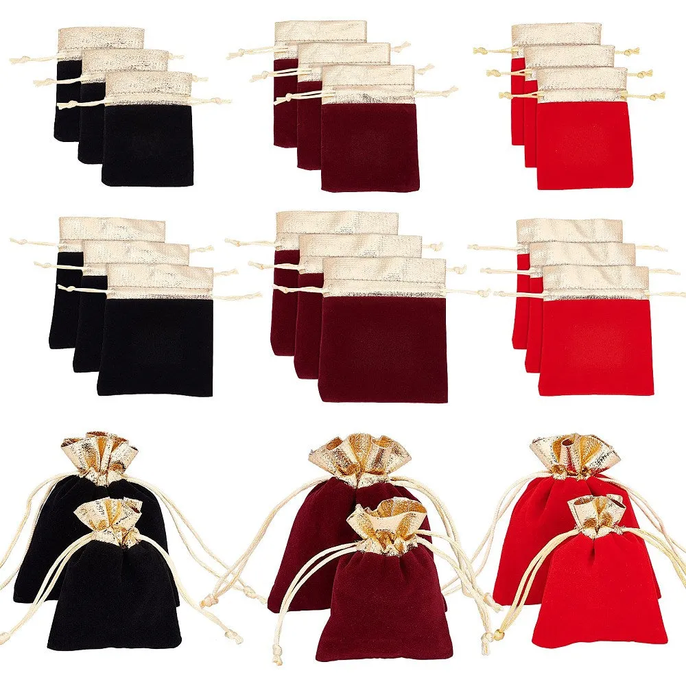 1 Set Velvet Gift Bags 24pcs Drawstring Bag Jewelry Pouches Wedding Favors Bag Advent Calendar Bags for Jewelry Candy Wedding Party Shower Birthday Christmas 2.7x3.9/3.9x4.7 Inch 6 Style