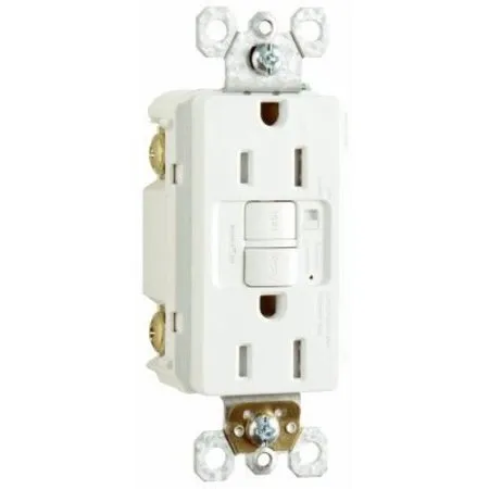 15A Tamper Resistant Self Test GFCI Outlet with Audible Alarm, White