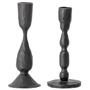 2 Piece Black Elvis Metal Candlestick Set