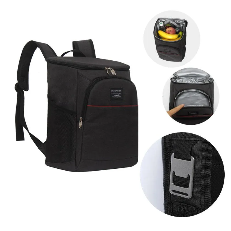 (20L) Picnic Thermo Backpack Cooler Bag Insulated Backpack - Black