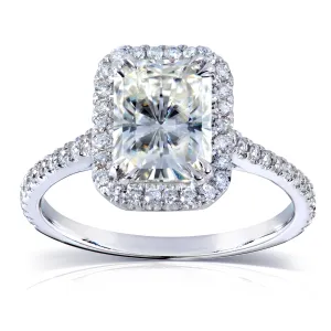 2ct.tw Radiant Moissanite & Diamond Halo