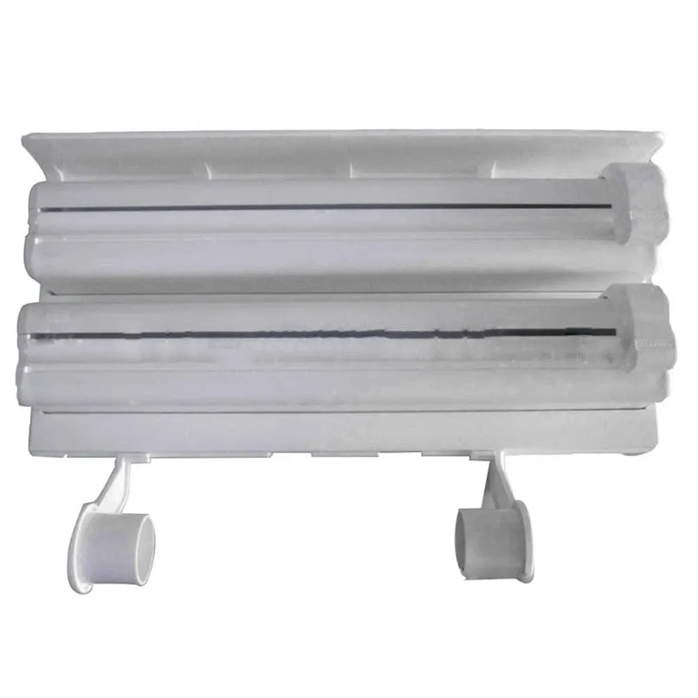 3 In 1 Multifunctional Kitchen Roll Holder, Cling Film Wall Mounted Paper Holder Shelf, Triple Food Wrap Dispenser, Kitchen Roll Holder With Spice Rack and Slide Cutter, Multifunctional Cling Film Cutter