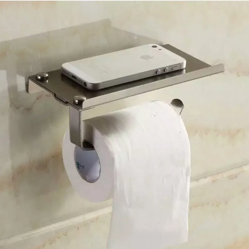 304 Stainless Steel  Phone Holder Toilet Tissue Box Bathroom Engineering Roll Holder