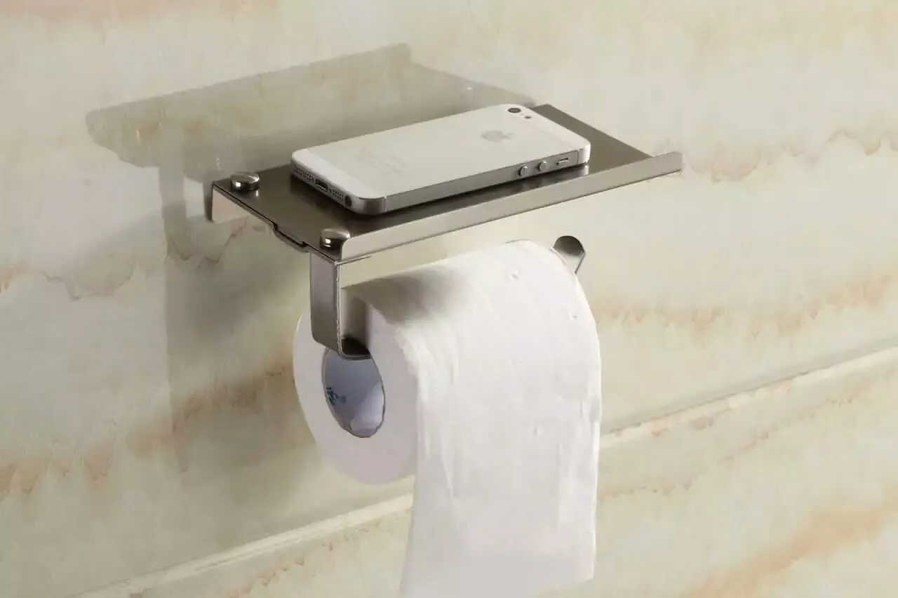 304 Stainless Steel  Phone Holder Toilet Tissue Box Bathroom Engineering Roll Holder