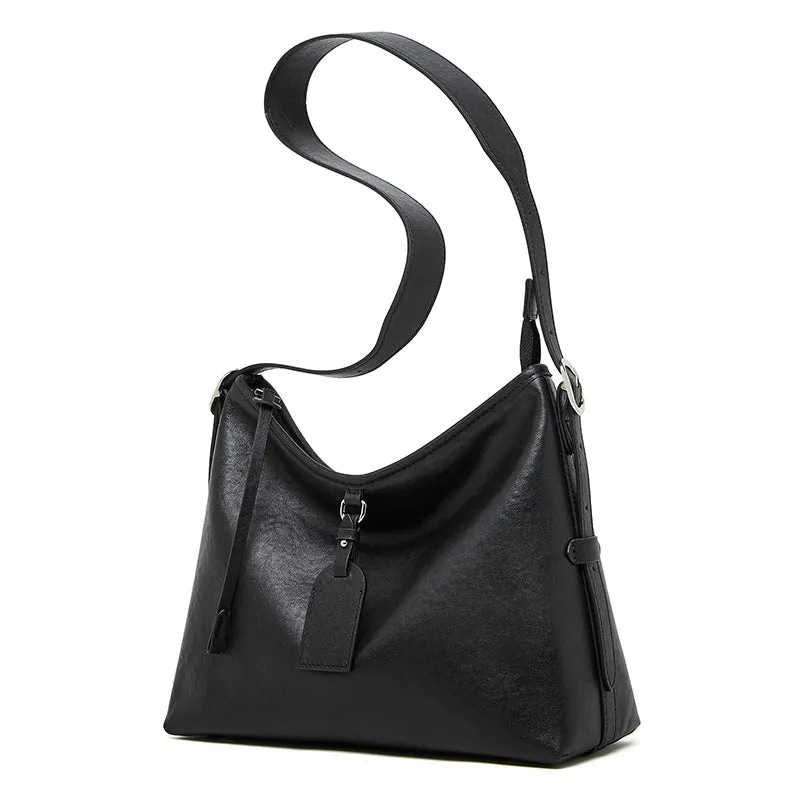 31CM Leather women's  cowhide large capacity shoulder bag 2869 black