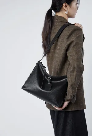 31CM Leather women's  cowhide large capacity shoulder bag 2869 black
