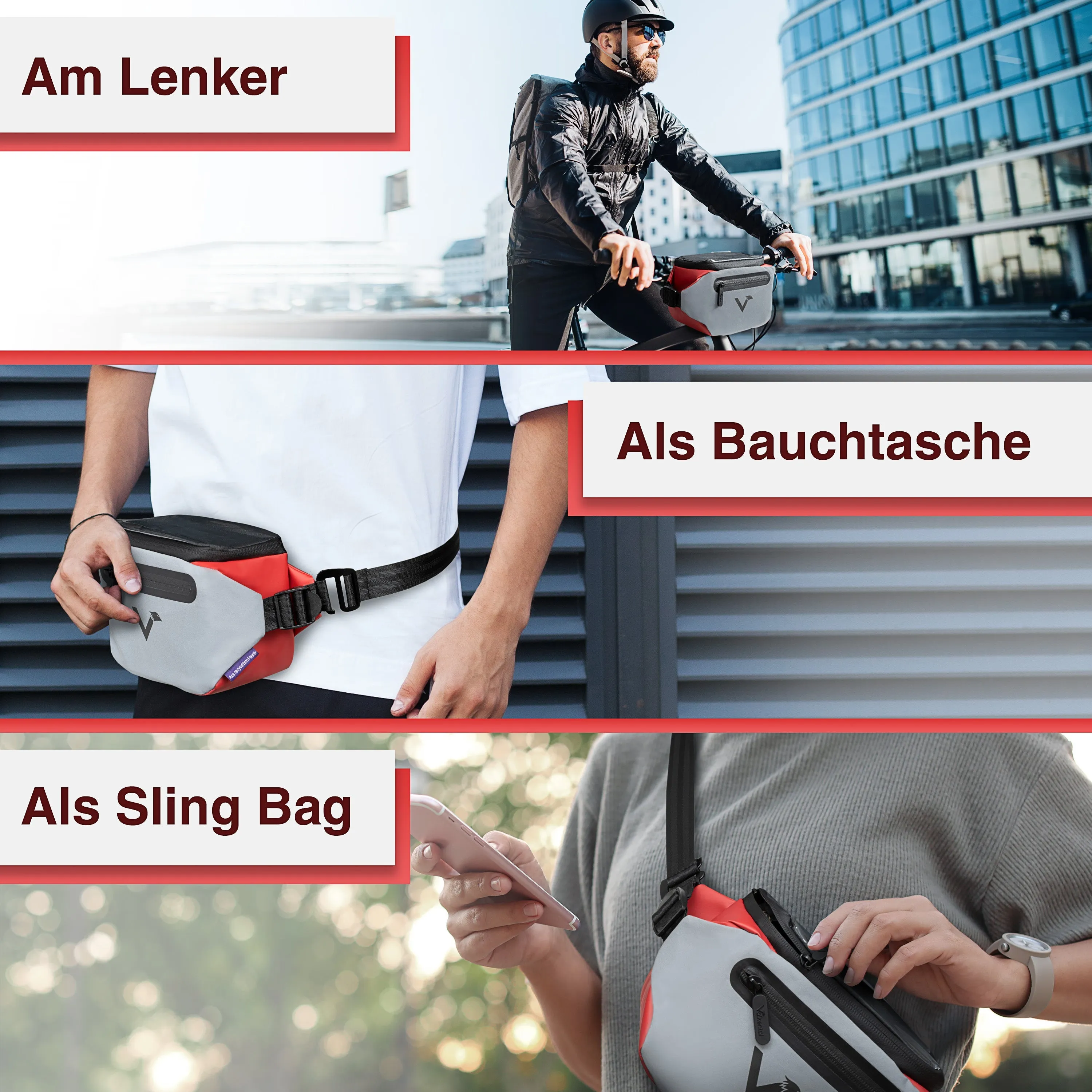 3in1 City Bag - Multifunktionale & reflektierende Lenkertasche | Bundle