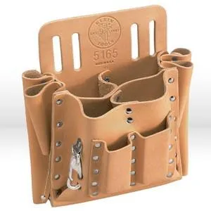 5165 Klein Tools Tool Pouch,10-pockets with knife snap,Leather