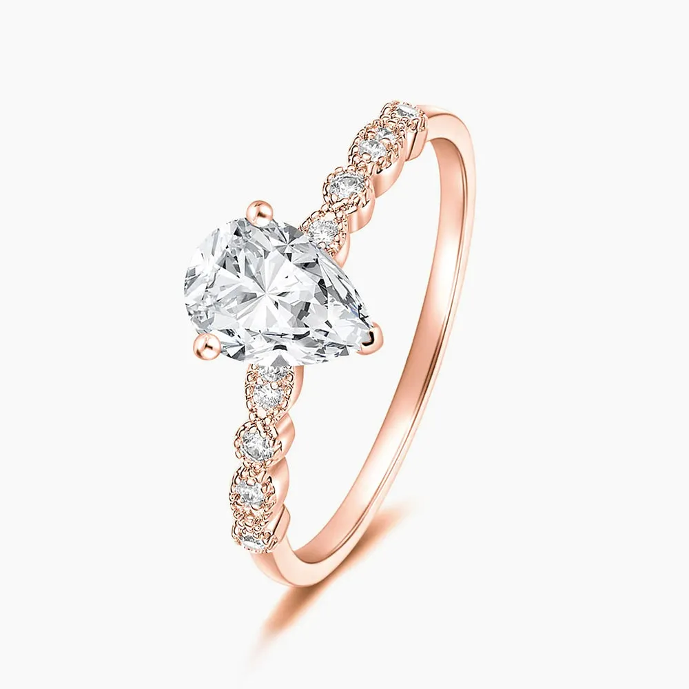 925 Sterling Silver Teardrop Engagement Ring