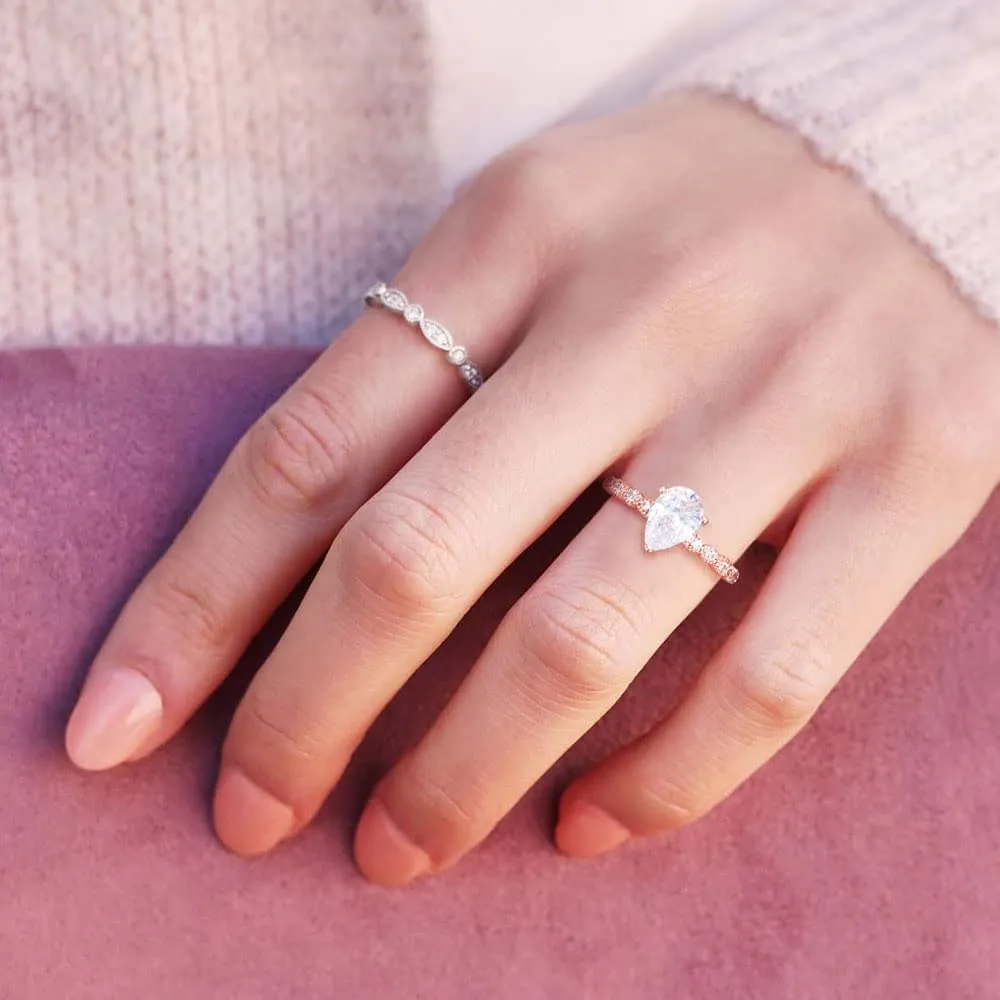 925 Sterling Silver Teardrop Engagement Ring