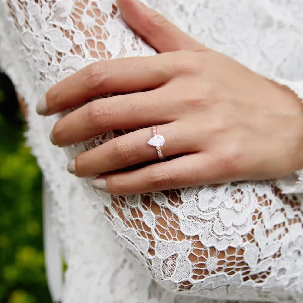 925 Sterling Silver Teardrop Engagement Ring