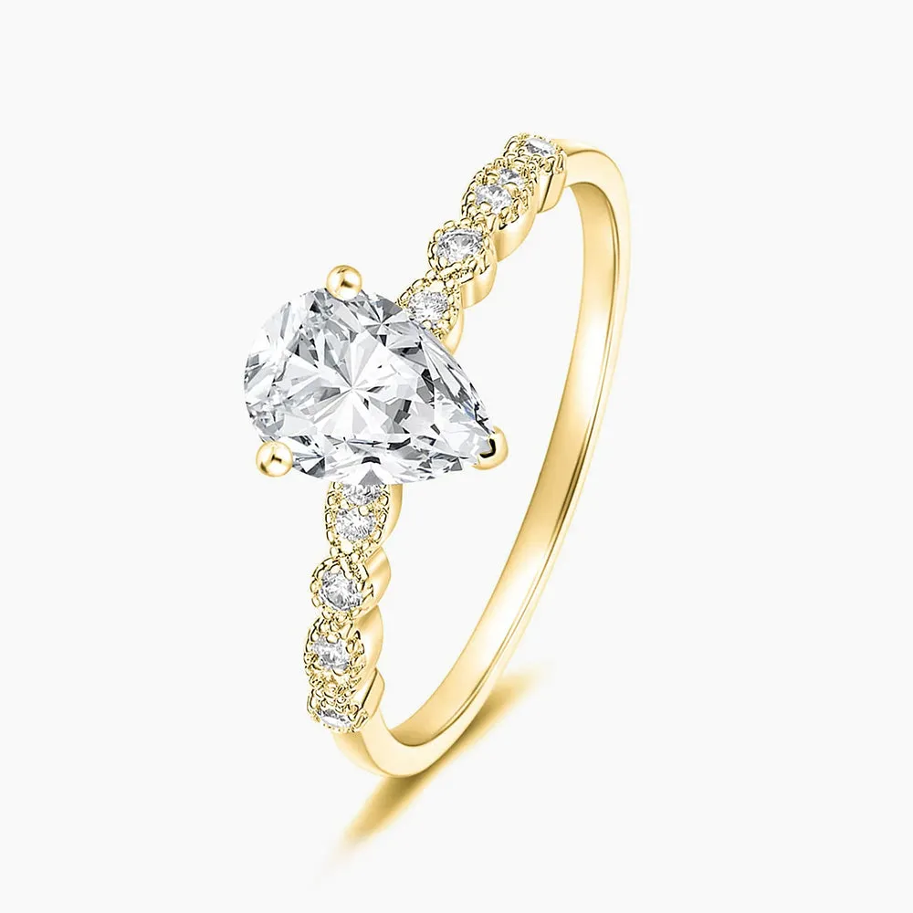 925 Sterling Silver Teardrop Engagement Ring