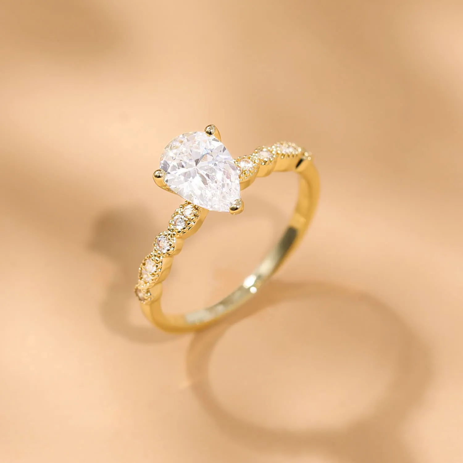 925 Sterling Silver Teardrop Engagement Ring
