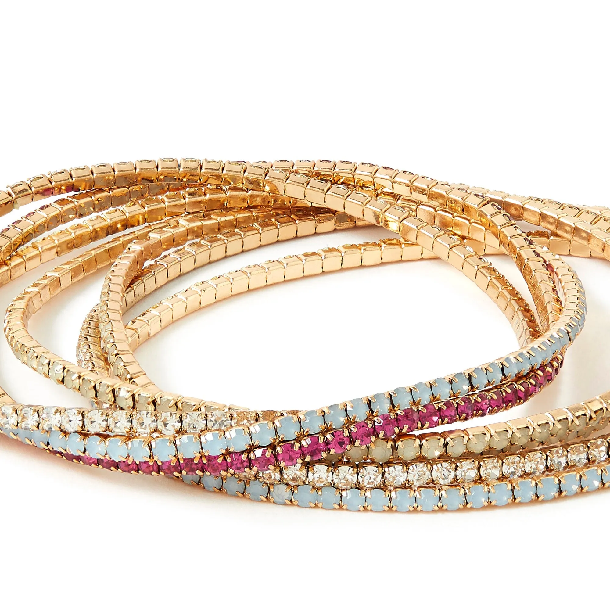 Accessorize London Women's Romantic Ramble Pink set of 7 Tiny Cupchain Stretch Bracelet