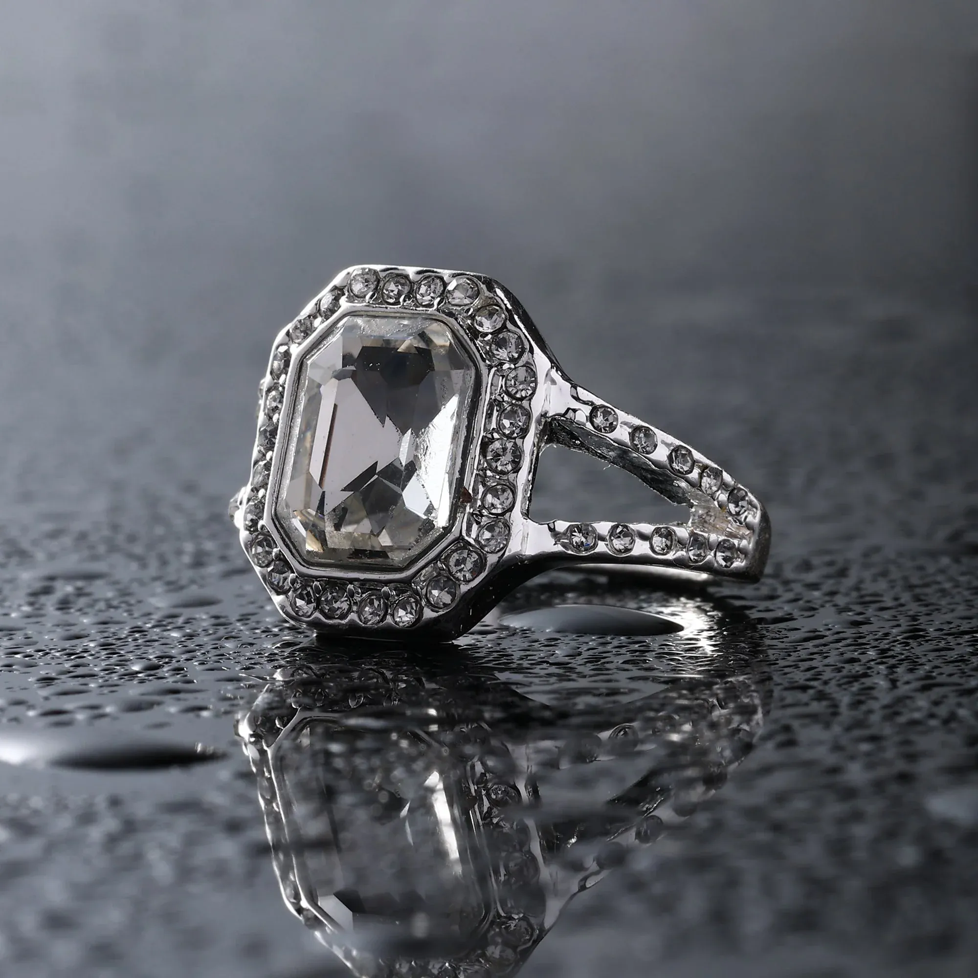 Accessorize London Women's Silver Statement Crystal Ring-Large