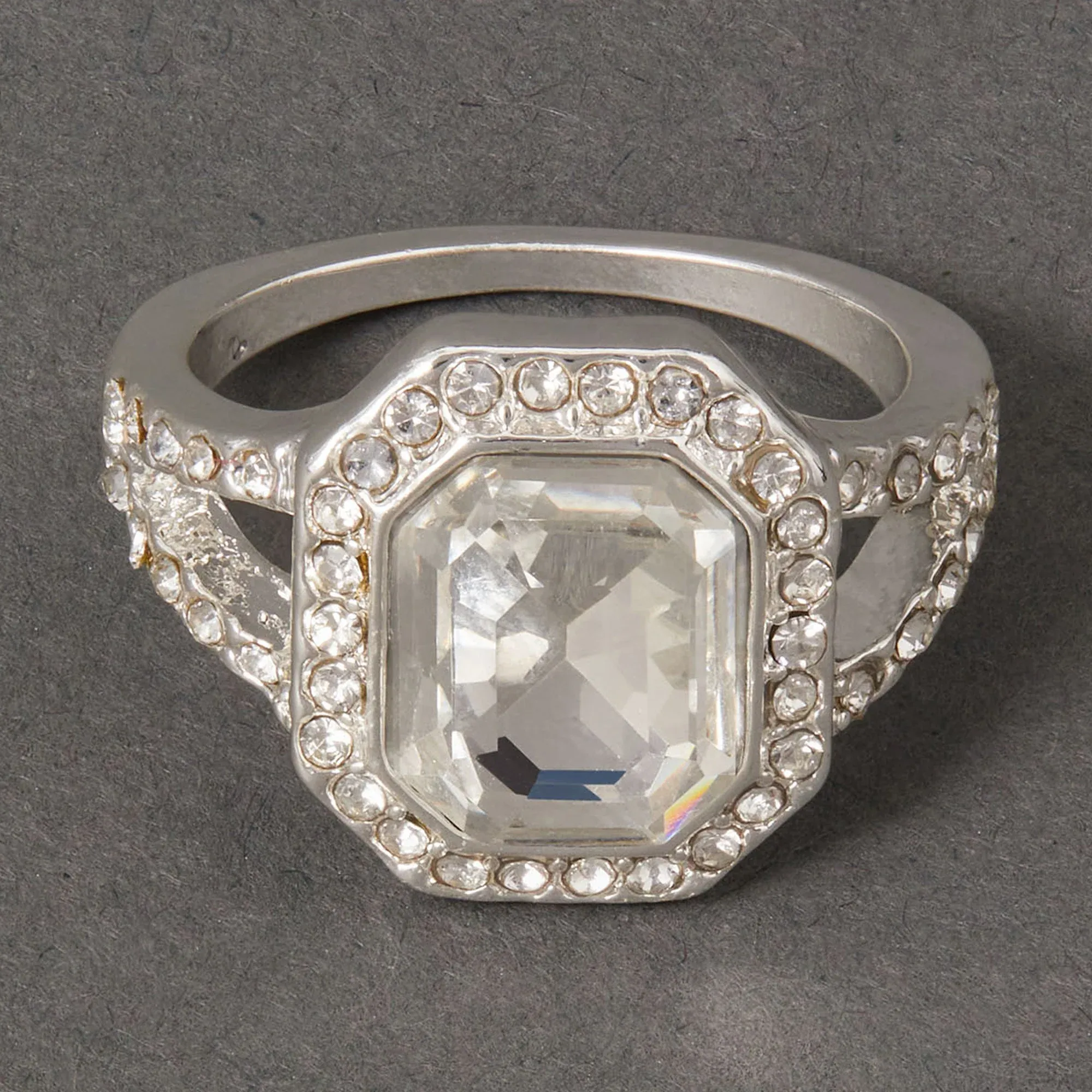 Accessorize London Women's Silver Statement Crystal Ring-Large