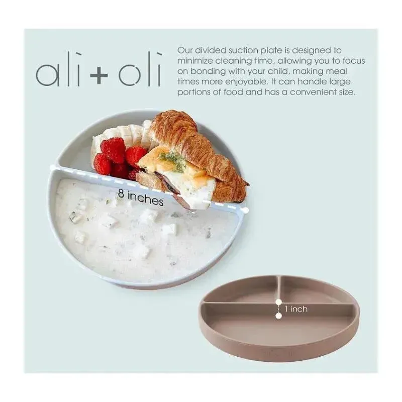 Ali   Oli - Baby Plate With Suction And Divided Portions, Pink