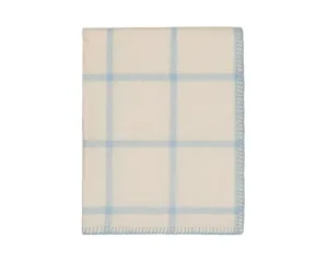 Alicia Adams Alpaca Graydon Throw in Ivory and Light Blue
