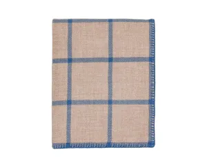 Alicia Adams Alpaca Graydon Throw in Light Taupe and Blue