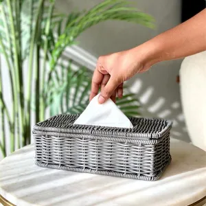 Anura Rattan Tissue Box - Grey