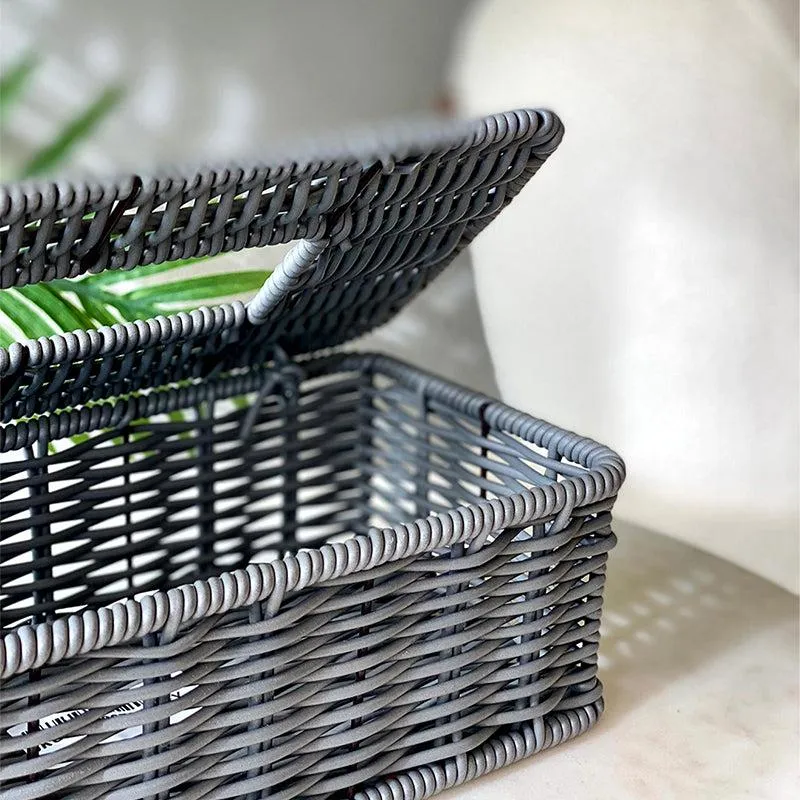 Anura Rattan Tissue Box - Grey
