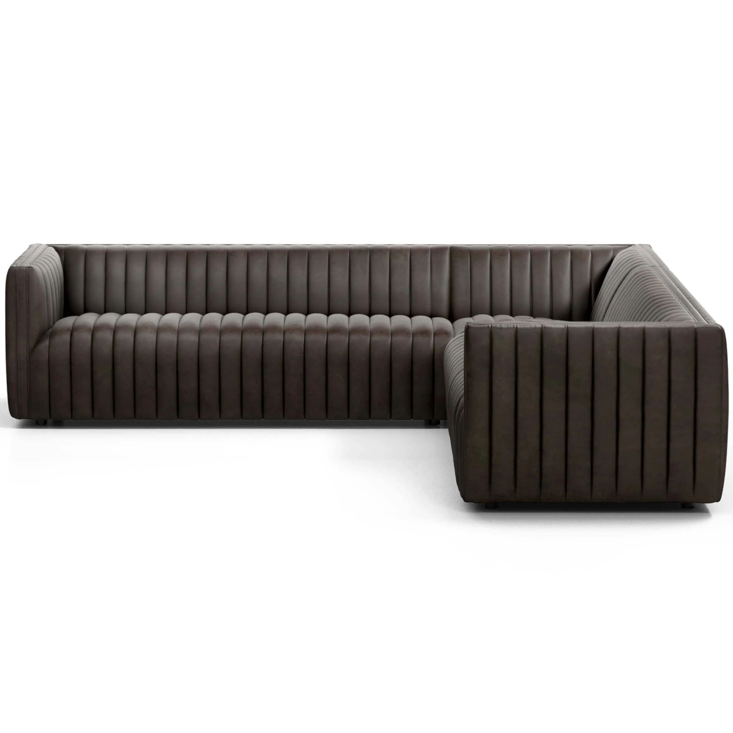 Augustine 3 Piece 105" Leather Sectional, Deacon Wolf