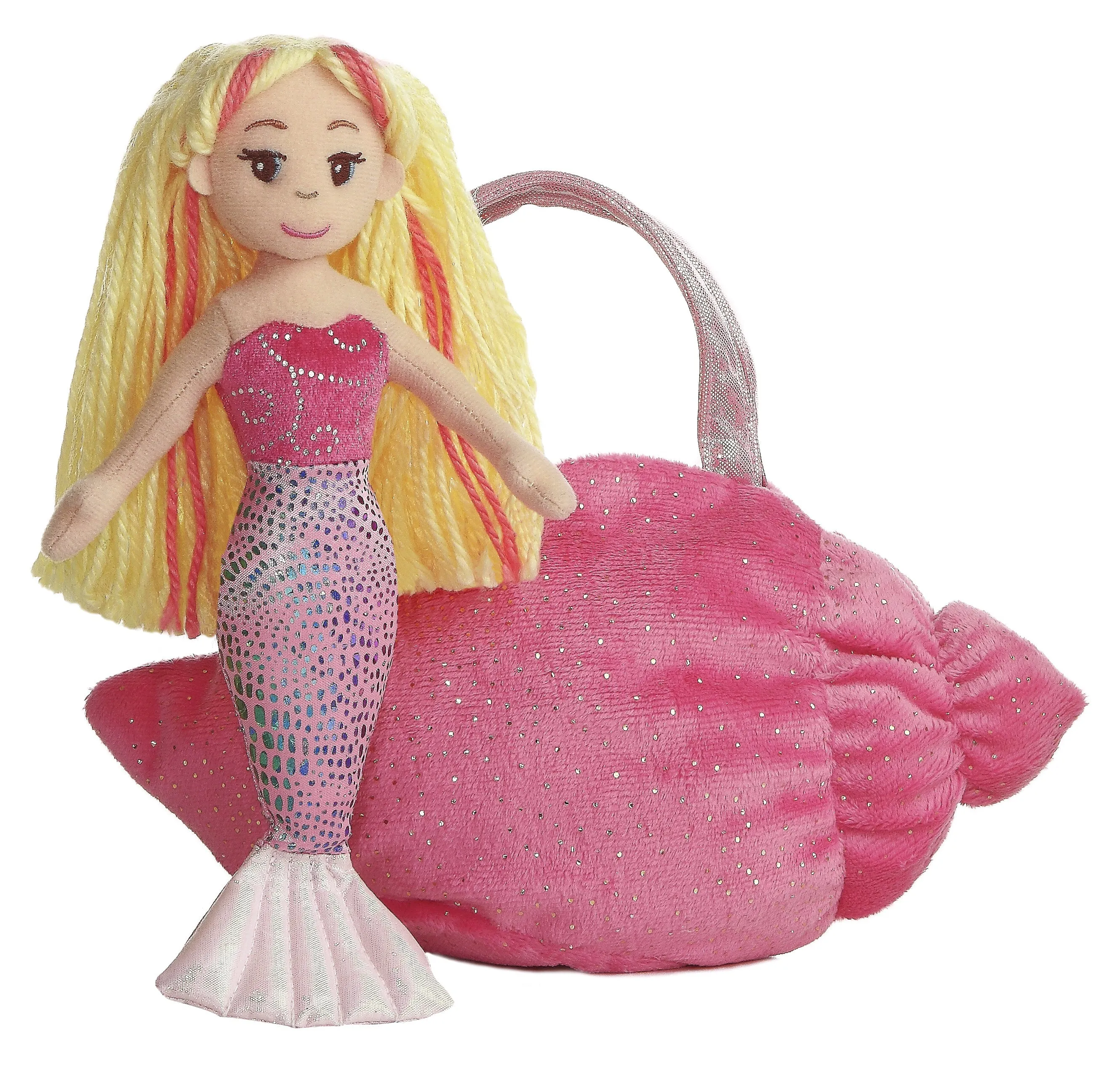 Aurora Sea Sparkles Mermaid Pet Carrier - 9" Pink Shell