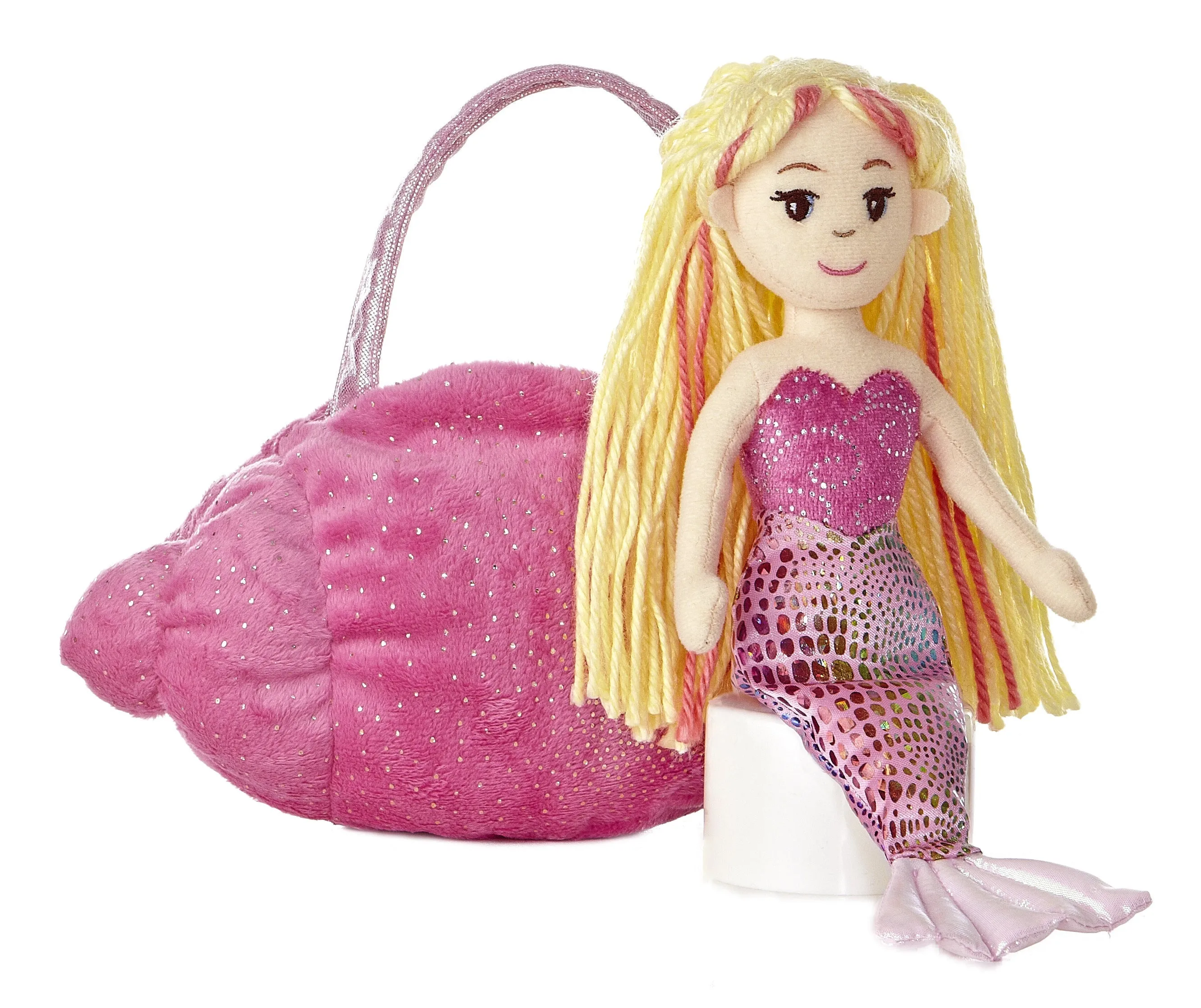 Aurora Sea Sparkles Mermaid Pet Carrier - 9" Pink Shell