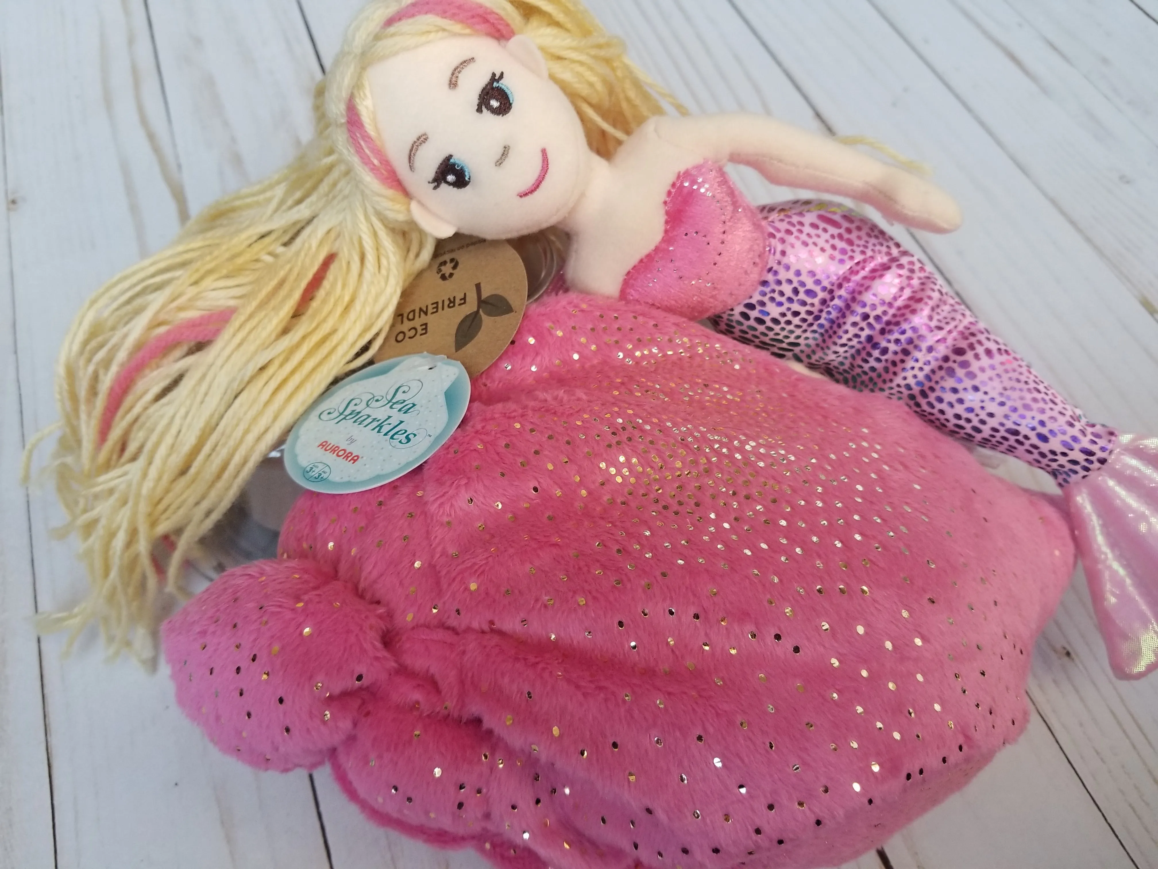 Aurora Sea Sparkles Mermaid Pet Carrier - 9" Pink Shell