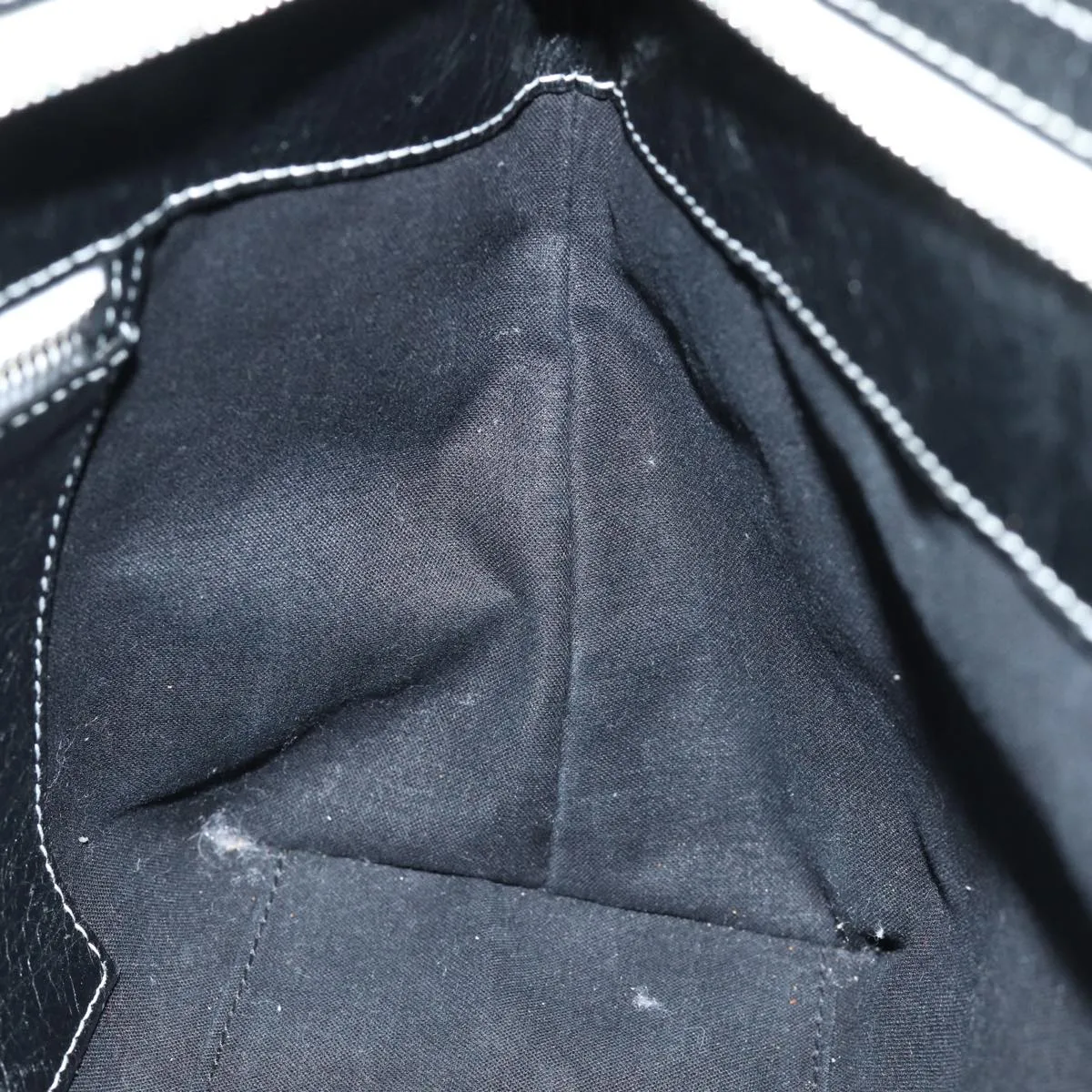 BALENCIAGA Clutch Bag Leather Black White Auth bs15028