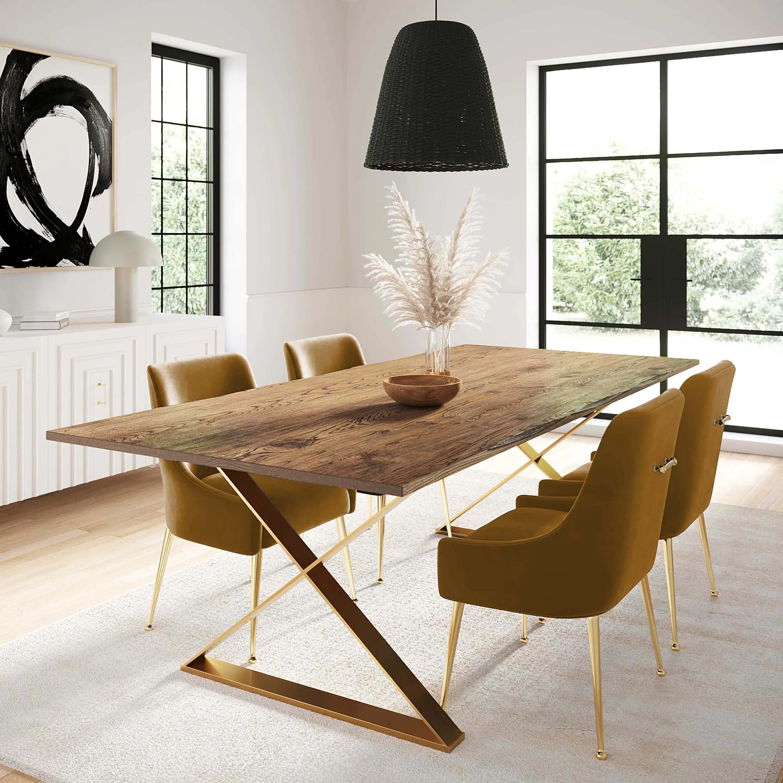 Beatrix Chair, Cognac/Brushed Gold Base