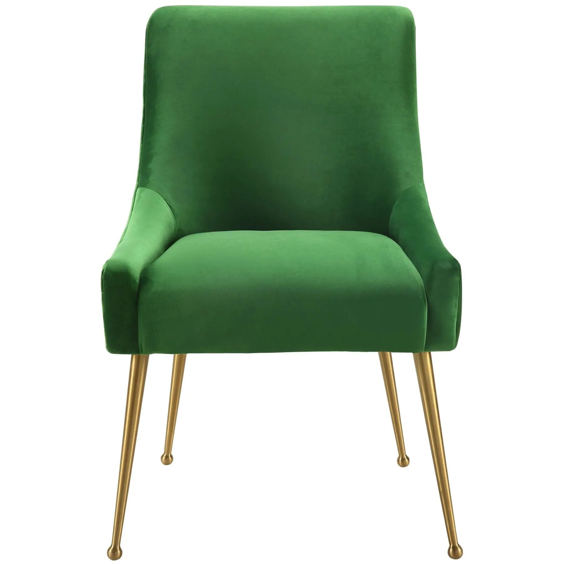 Beatrix Side Chair, Green/Brushed Gold Base
