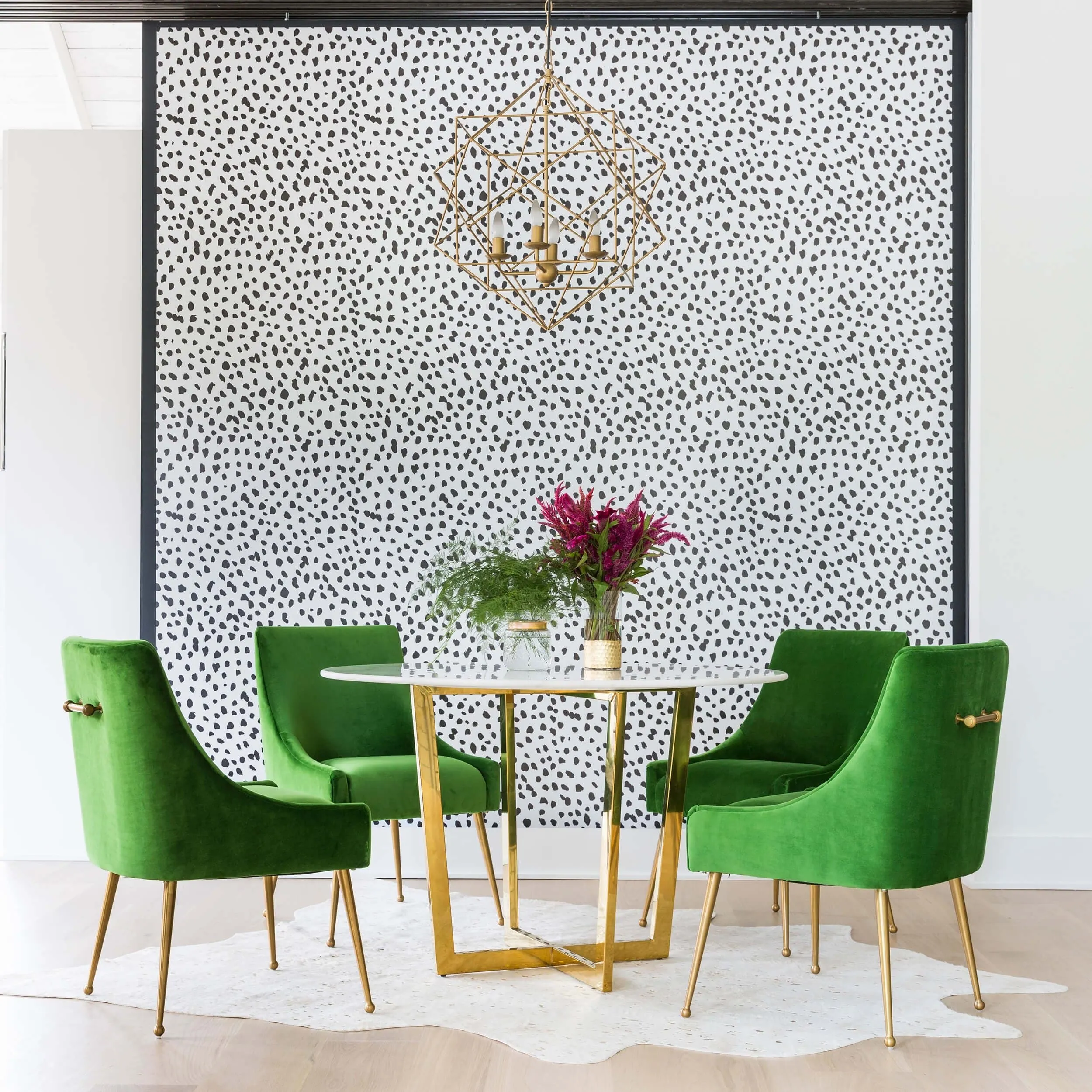 Beatrix Side Chair, Green/Brushed Gold Base