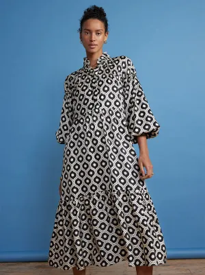 Betty Black Wallpaper Print Smock Dress