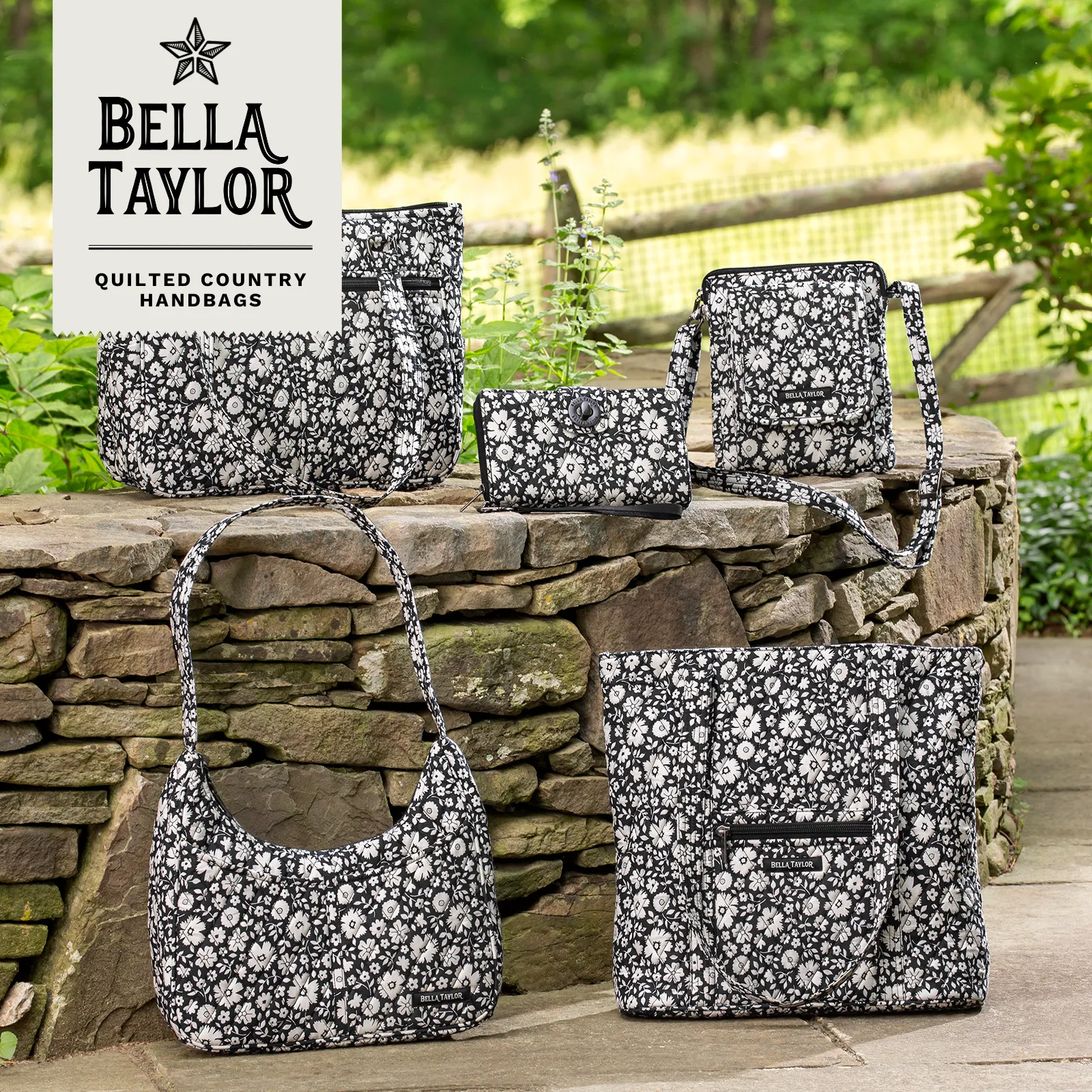 Bicolor Floral Black Cosmetic Pouch
