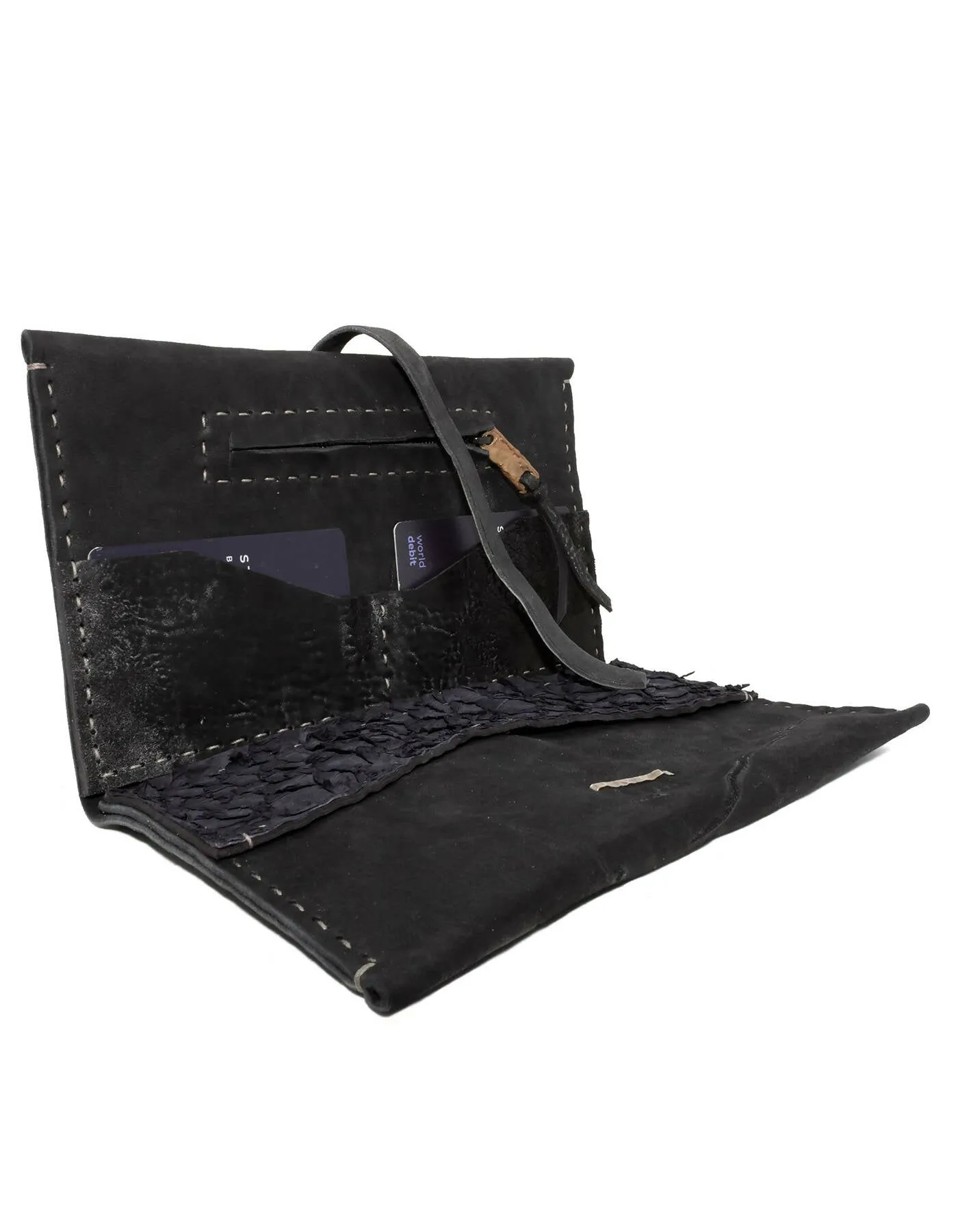 black horse culatta and fish leather long wallet