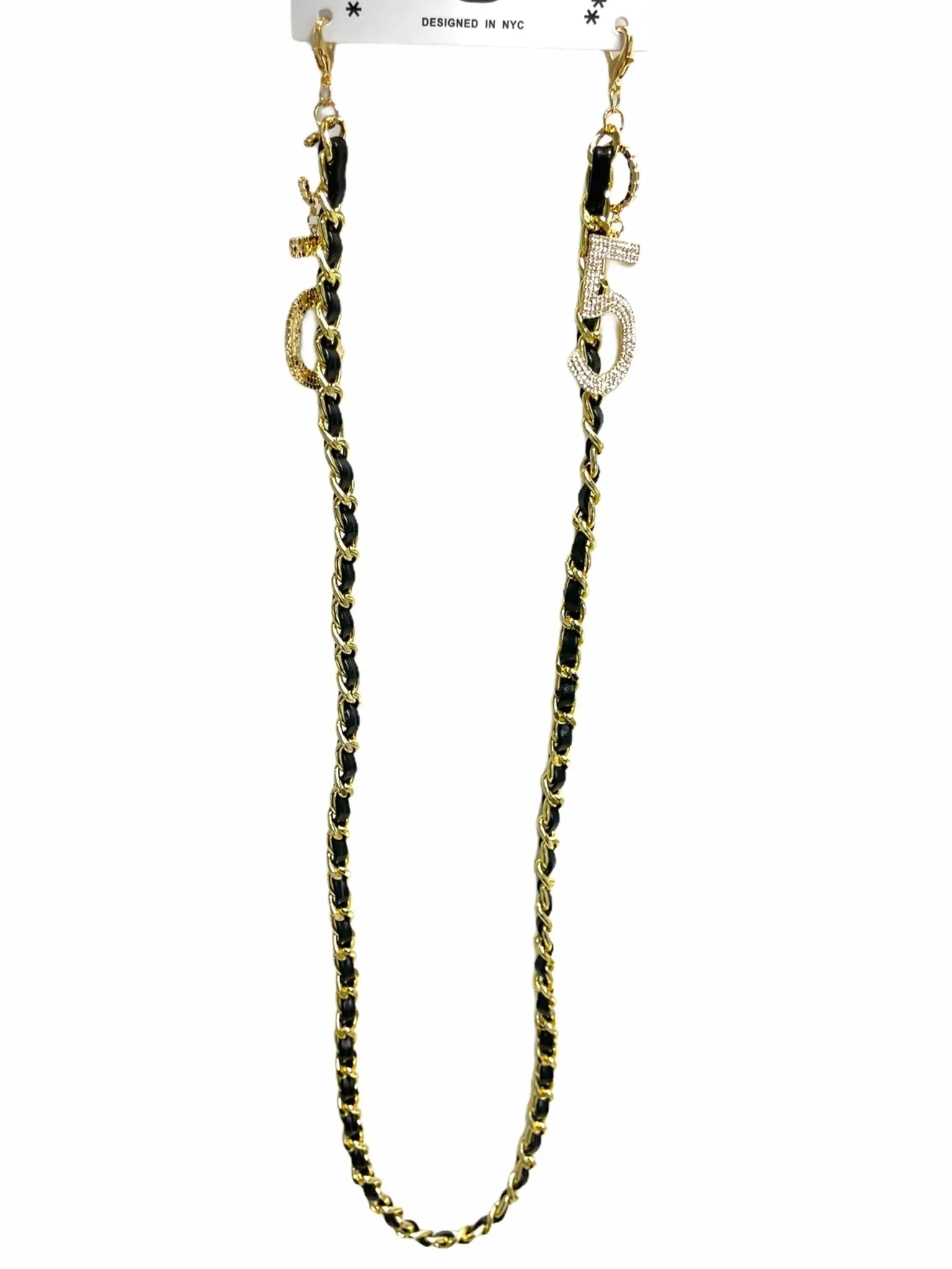Black Rope Face Mask Chain (Gold)