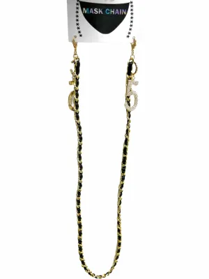 Black Rope Face Mask Chain (Gold)