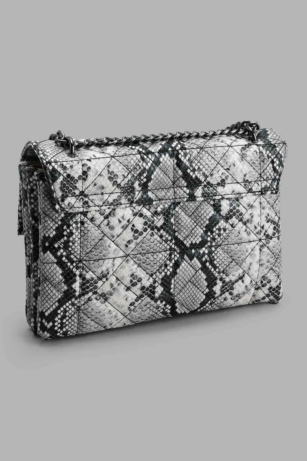 Black Snake Textured Crossbody Bag
