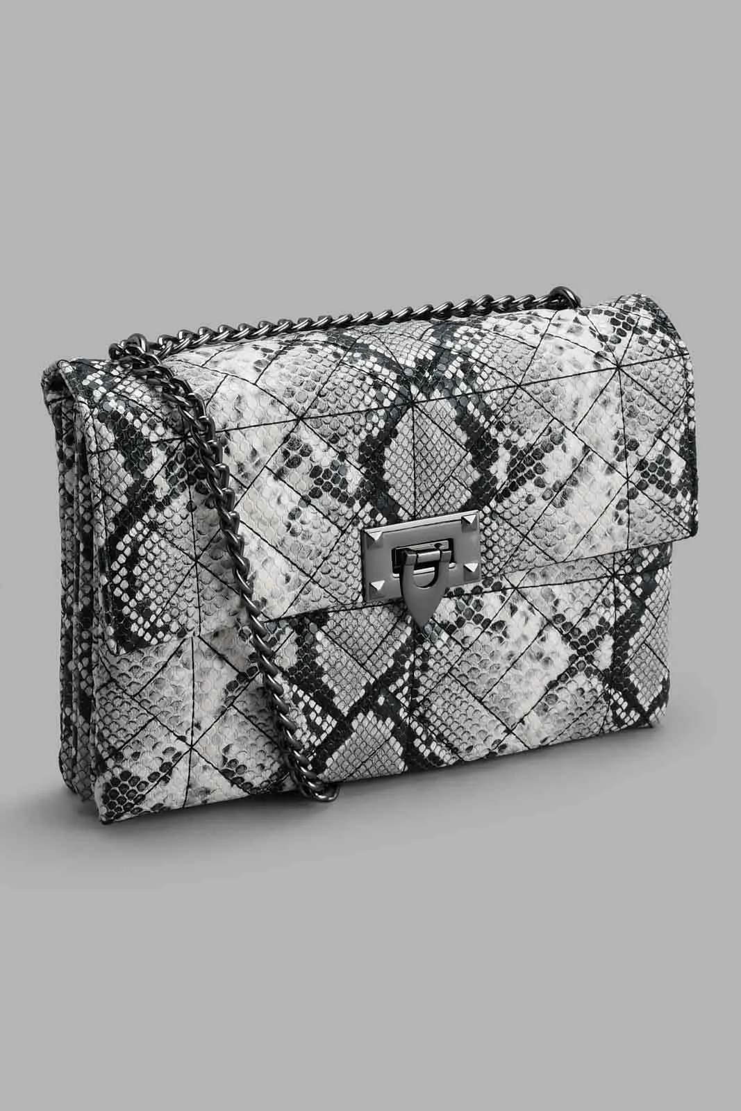 Black Snake Textured Crossbody Bag