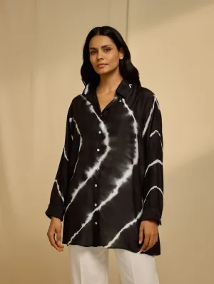 Black Tie N Dye Viscose Silk Shirt