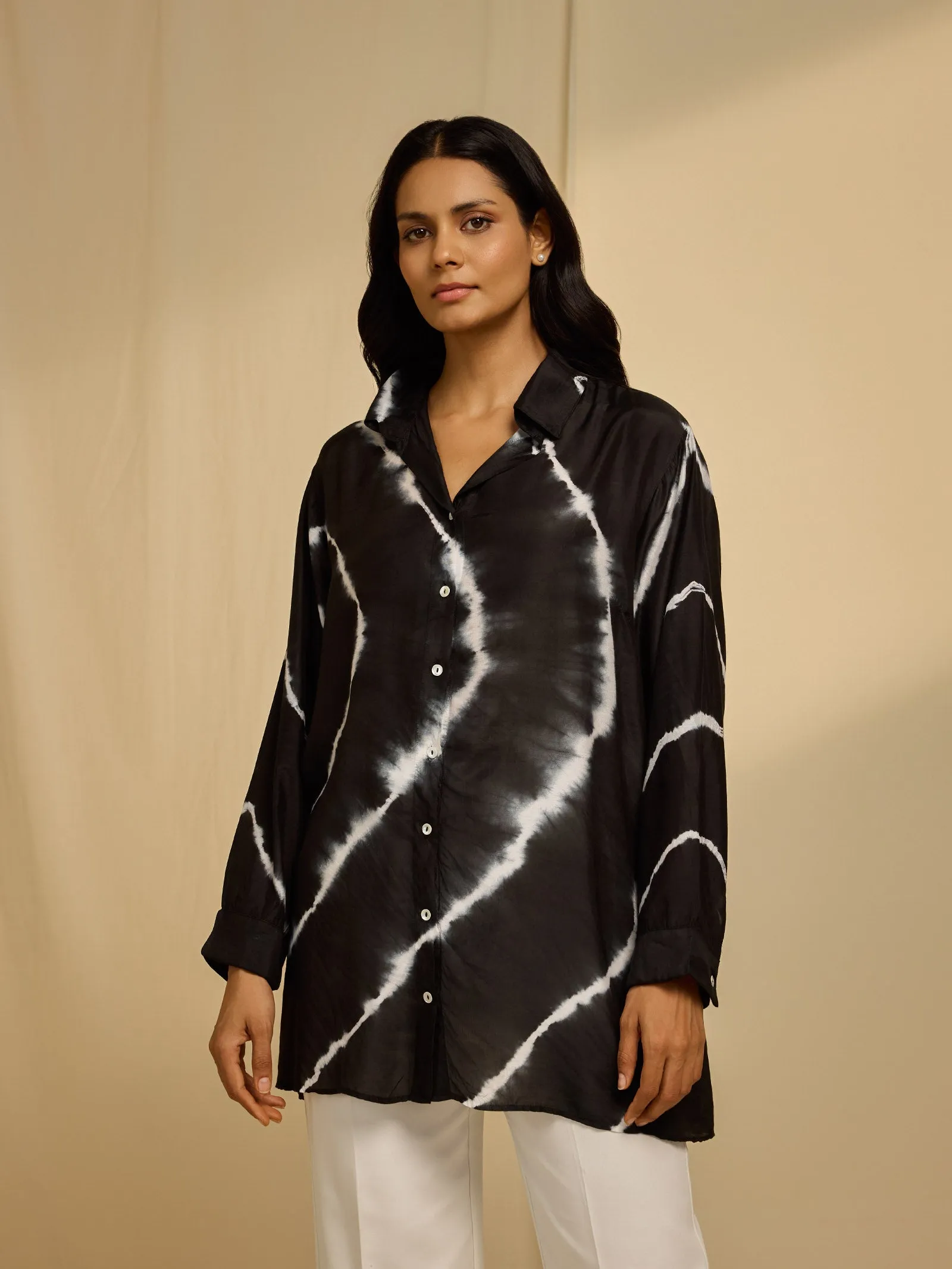 Black Tie N Dye Viscose Silk Shirt
