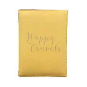 Bombay Duck - Happy Travels - Sunshine Yellow/Gold Passport Holder/Cover- Printed Faux Leather