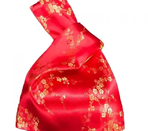 Brocade Silk Mandarin Orange Carrier Bag