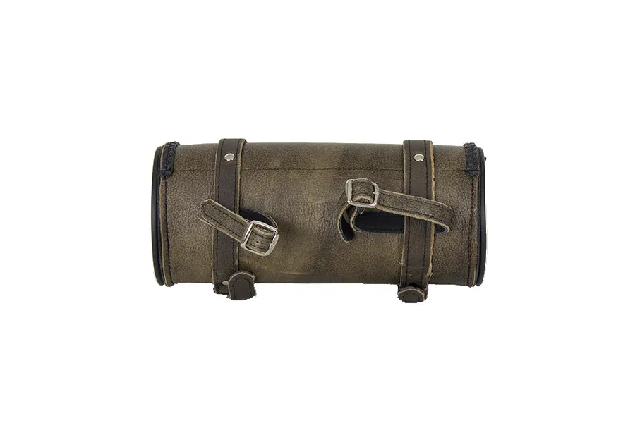 Brown Leather Motorcycle Tool Bag with Concho