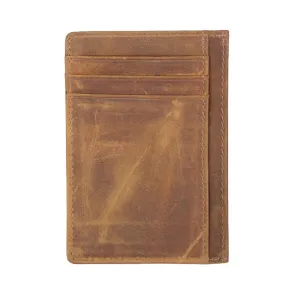 Brown Slim RFID Blocking Card Holder Minimalist Leather Front Pocket Wallet 棕色真牛皮RFID安全防盜信用卡套 CH19045