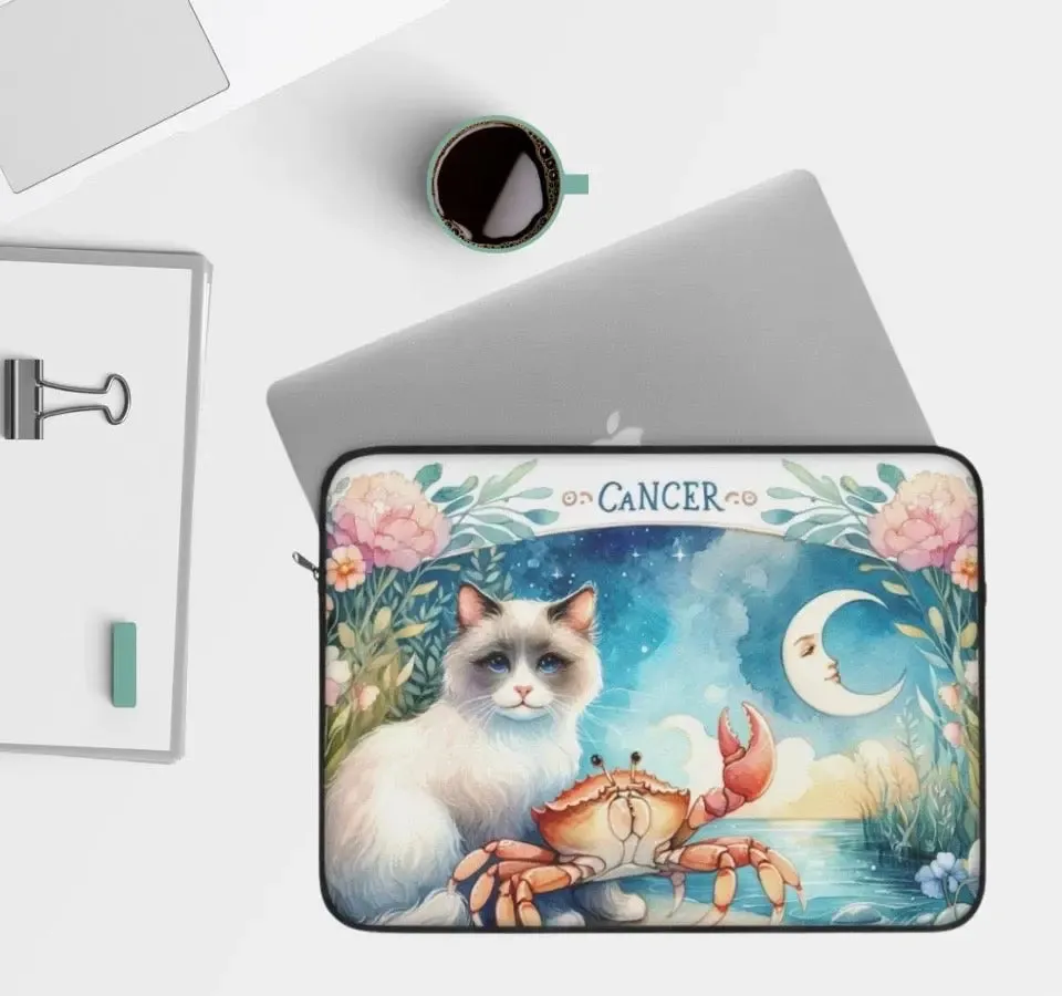 Cancer Zodiac - Cat Lover - Laptop Sleeve