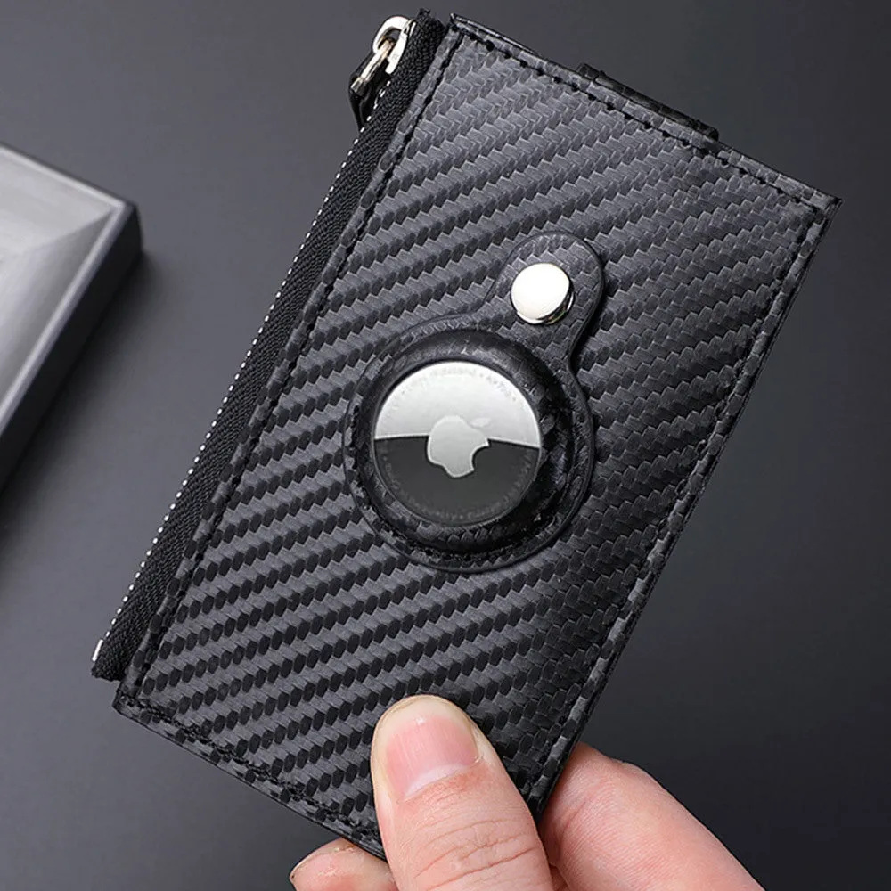 Carbon Fiber Apple Wallet Slim Card Holder With Airtag Slot