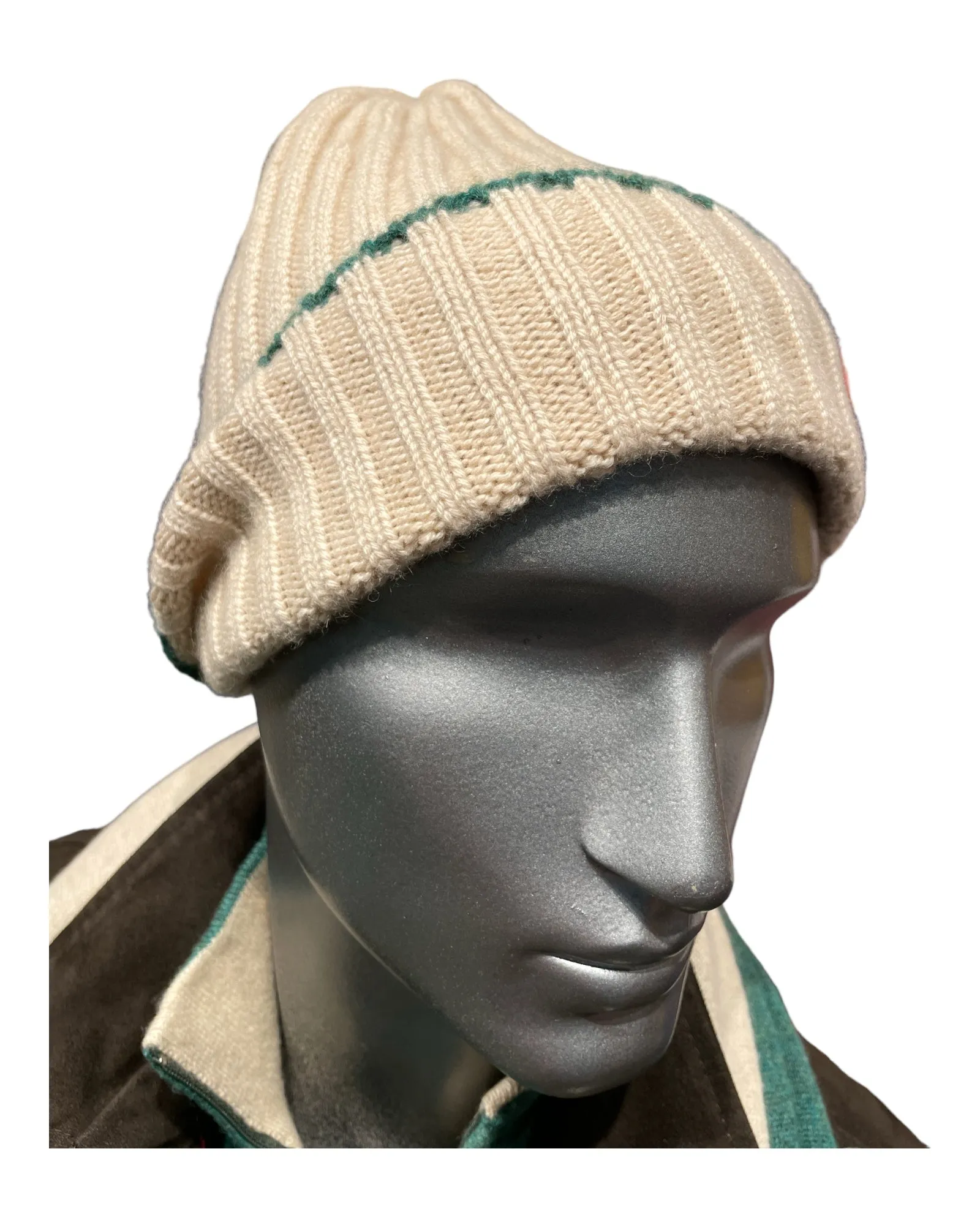 Cashmere Knit Beanie with Contrasting- trim detail